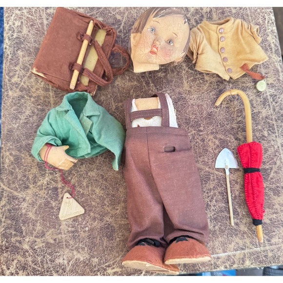 Old Scary Goebel Oeslau Doll Boy  with Accessories Crackled distorted Head
Broke - Picture 1 of 10
